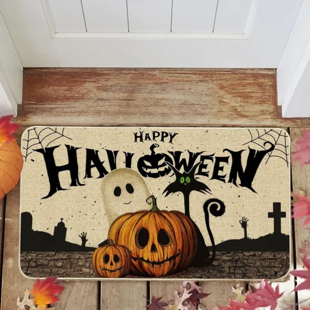Halloween Decorations Pumpkin Ghosts Doormat Kitchen Mat Floor Mat Non-Slip Area Rug Oil Proof Rug Indoor Outdoor Mat Bedroom Decor Bathroom Mat Entrance Rug
