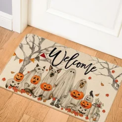Halloween Decorations Pumpkin Ghosts Doormat Kitchen Mat Floor Mat Non-Slip Area Rug Oil Proof Rug Indoor Outdoor Mat Bedroom Decor Bathroom Mat Entrance Rug