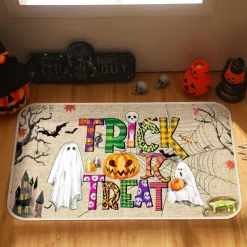 Halloween Decorations Pumpkin Ghosts Doormat Kitchen Mat Floor Mat Non-Slip Area Rug Oil Proof Rug Indoor Outdoor Mat Bedroom Decor Bathroom Mat Entrance Rug