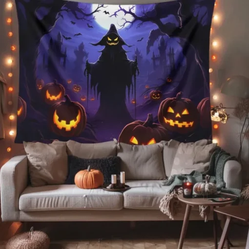 Halloween Decorations Scary Death Hanging Tapestry Wall Art Large Tapestry Mural Decor Photograph Backdrop Blanket Curtain Home Bedroom Living Room Decoration Ghost