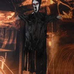 Halloween Decorations Screaming Scarecrow Hanging Ghost Voice-Activated Light-Up Sound-Activated Hanging Ornament Bar Haunted House Escape Room Decoration Props