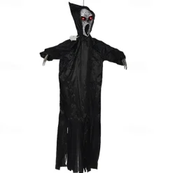 Halloween Decorations Screaming Scarecrow Hanging Ghost Voice-Activated Light-Up Sound-Activated Hanging Ornament Bar Haunted House Escape Room Decoration Props