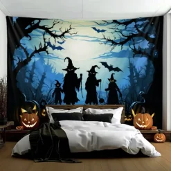 Halloween Decorations Witchs Hanging Tapestry Wall Art Large Tapestry Mural Decor Photograph Backdrop Blanket Curtain Home Bedroom Living Room
