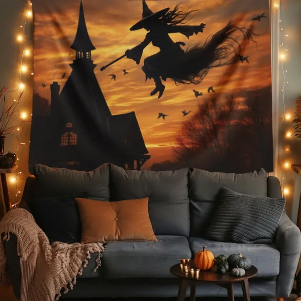 Halloween Decorations Witchs Hanging Tapestry Wall Art Large Tapestry Mural Decor Photograph Backdrop Blanket Curtain Home Bedroom Living Room