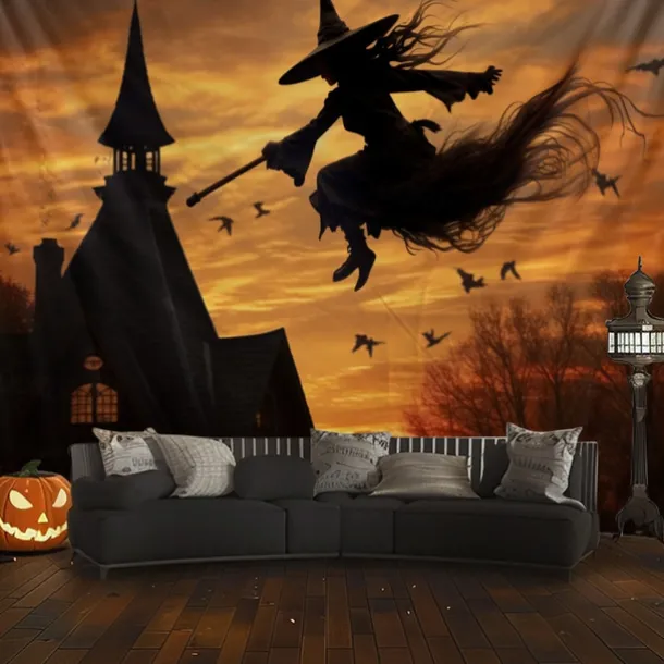 Halloween Decorations Witchs Hanging Tapestry Wall Art Large Tapestry Mural Decor Photograph Backdrop Blanket Curtain Home Bedroom Living Room
