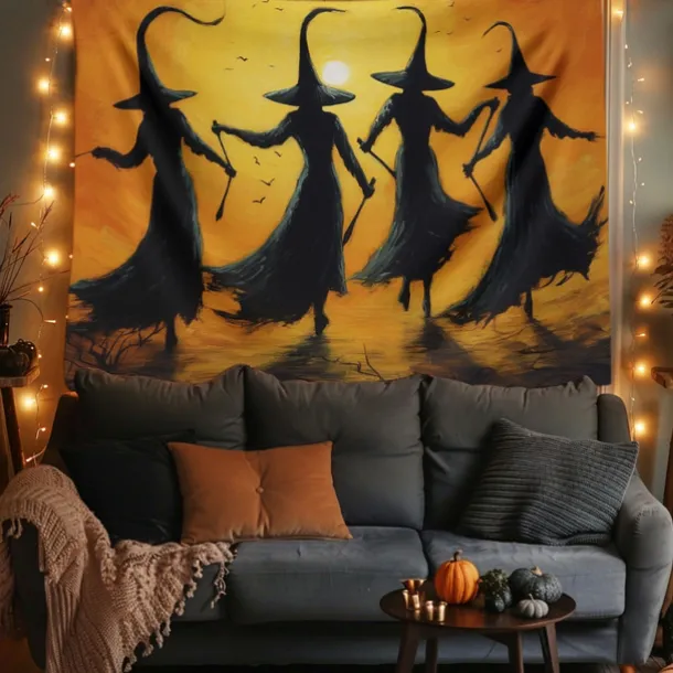 Halloween Decorations Witchs Hanging Tapestry Wall Art Large Tapestry Mural Decor Photograph Backdrop Blanket Curtain Home Bedroom Living Room