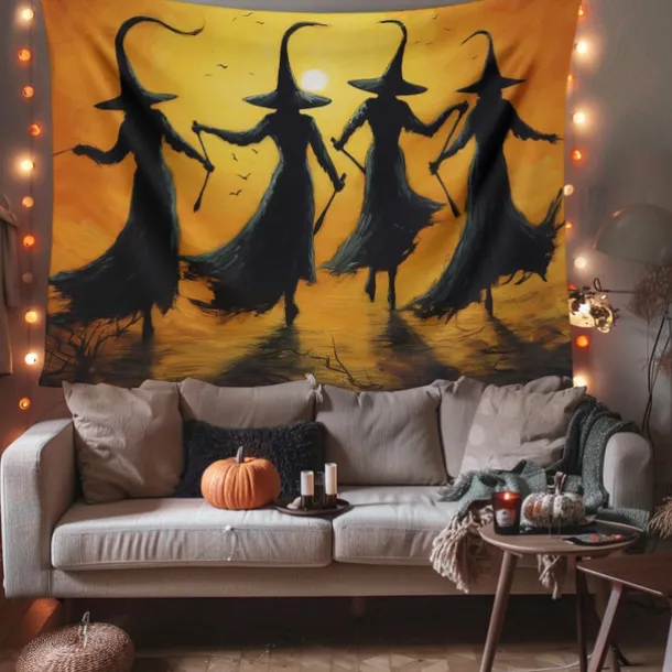 Halloween Decorations Witchs Hanging Tapestry Wall Art Large Tapestry Mural Decor Photograph Backdrop Blanket Curtain Home Bedroom Living Room