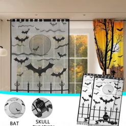 Halloween Door Cover Spooky and Festive Decoration for Indoor and Outdoor Use Features Ghosts, Pumpkins, and Halloween Themes Durable, Weatherproof Material Perfect for Parties and Trick or Treaters