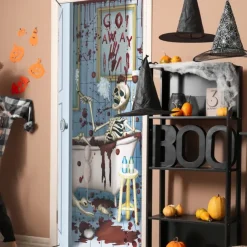 Halloween Door Covers Werewolf Skeleton Door Tapestry Door Curtain Decoration Backdrop Door Banner for Front Door Farmhouse Holiday Party Indoor Outdoor Decor Supplies