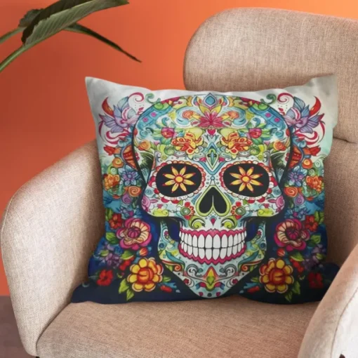 Halloween Double Side Pillow Cover 1PC Skull Day of Dead Soft Decorative Square Cushion Case Pillowcase for Bedroom Livingroom Sofa Couch Chair Decorations