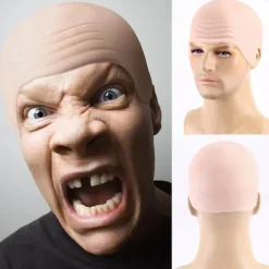 Halloween Fake Scalp Simulation Scalp Wig Role Play Monk Bald Cosplay Masquerade Props