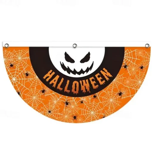 Halloween Fan Flag Bunting Outdoor Flag for Outdoor Halloween Yard Fence Hanging Spooky Pumpkin Banner Flag Table Decor Fall Room Decor Aesthetic Halloween Birthday Party Decor