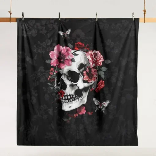 Halloween Floral Skull Duvet Cover Set - Includes Duvet Cover and Pillowcases - Spooky and Festive Design - Soft and Comfortable Fabric - Perfect for Halloween Home Decor