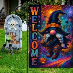 Halloween Garden Flag Banner – Neon-Style 