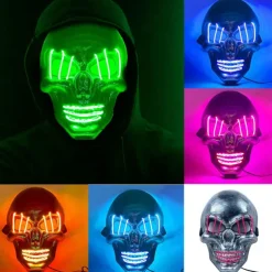 halloween ghost head white silver skull light mask led ghost head horror atmosphere mask