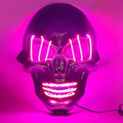 halloween ghost head white silver skull light mask led ghost head horror atmosphere mask