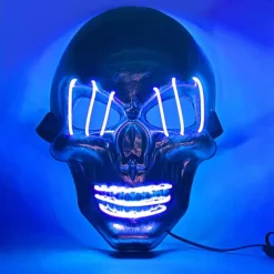 halloween ghost head white silver skull light mask led ghost head horror atmosphere mask