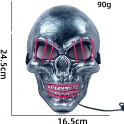 halloween ghost head white silver skull light mask led ghost head horror atmosphere mask