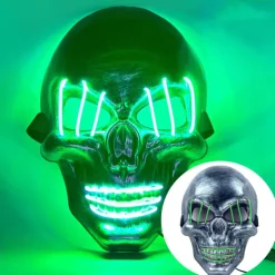 halloween ghost head white silver skull light mask led ghost head horror atmosphere mask