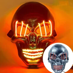 halloween ghost head white silver skull light mask led ghost head horror atmosphere mask