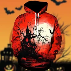 Halloween Ghost Hoodie Pullover Halloween 3D Front Pocket Graphic For Couple's Men's Women's Adults' Halloween Carnival Masquerade 3D Print Party Festival