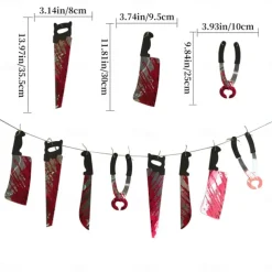 Halloween Ghost House Terror Decoration Blood Knife Flag Pulling Blood Knife String Trick Insect Pendant Flag Pulling Party Atmosphere Decoration