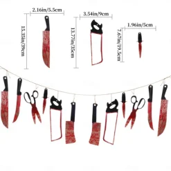 Halloween Ghost House Terror Decoration Blood Knife Flag Pulling Blood Knife String Trick Insect Pendant Flag Pulling Party Atmosphere Decoration