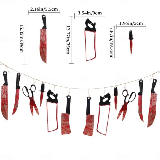 Halloween Ghost House Terror Decoration Blood Knife Flag Pulling Blood Knife String Trick Insect Pendant Flag Pulling Party Atmosphere Decoration