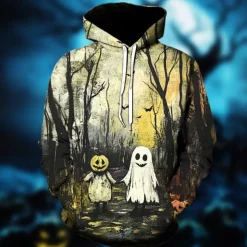 Halloween Ghost Pumpkin Hoodie Pullover Halloween 3D Front Pocket Graphic For Couple's Men's Women's Adults' Halloween Carnival Masquerade 3D Print Party Festival