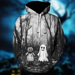 Halloween Ghost Pumpkin Hoodie Pullover Halloween 3D Front Pocket Graphic For Couple's Men's Women's Adults' Halloween Carnival Masquerade 3D Print Party Festival