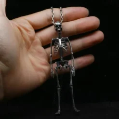 Halloween Gift 14CM/5.51inch, Handmade Sterling Silver Full Body Skeleton Pendant -HALLOWEEN GIFT