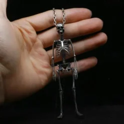 Halloween Gift 14CM/5.51inch, Handmade Sterling Silver Full Body Skeleton Pendant -HALLOWEEN GIFT