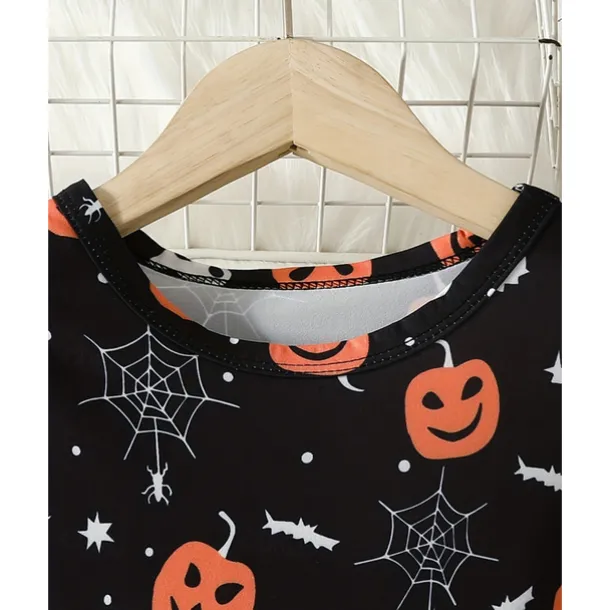 Halloween Girls' 3D Graphic Halloween pumpkin Dress Long Sleeve Spring Fall Daily Holiday Vacation Princess Beautiful Sweet Kids 4-12 Years Casual Dress A Line Dress Knee-length Polyester Regular Fit