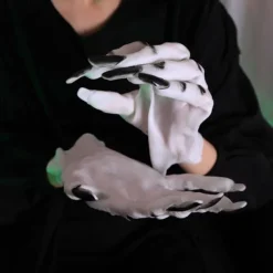 Halloween Gloves Long Ghost Claw Dress up Gloves Fashion Long Nail Role Play Theme Party Funny Witch Gloves Halloween Props Makeup Ball Party Supplies Party Dress up Horror Women's White Ghost Gloves