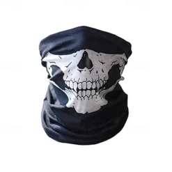Halloween Grim Reaper Costume Skeleton Skull Outfits 4 PCS Cape with Hood Cloak Plastic Scythe Skull Mask Easy Halloween Costumes Carnival for Men Adults
