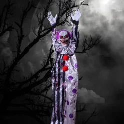 Halloween Hanging Clowns Decorations Talking Clown Ghost Decoration Flash Light up Red Eyes Sound Activated Function for Halloween Outdoor Indoor Haunted House Yard Decor