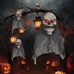 Halloween Hanging Ghost Gauze Luminous Ghost Face Ghost Skull Horror Trick Props Outdoor Scene Courtyard