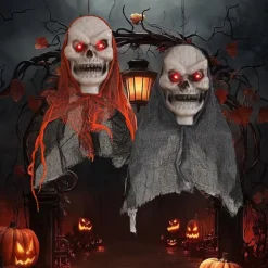 Halloween Hanging Ghost Gauze Luminous Ghost Face Ghost Skull Horror Trick Props Outdoor Scene Courtyard
