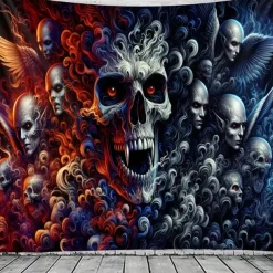 Halloween Hanging Tapestry Photograph Backdrop Jack O Lantern Wall Art Large Tapestry Mural Decor Blanket Curtain Home Bedroom Living Room Decoration Death Selfie