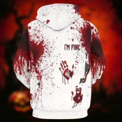 Halloween Hoodie Bloody Front Pocket Graphic For Couple's Men's Women's Adults' Halloween Carnival Masquerade 3D Print Halloween