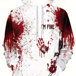 Halloween Hoodie Bloody Front Pocket Graphic For Couple's Men's Women's Adults' Halloween Carnival Masquerade 3D Print Halloween