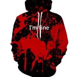 Halloween Hoodie I'm Fine Hoodies for Men Women 3D Print Graphic Sweatshirts Pullover Cool Funny Novelty Hoody Hooded With Pockets