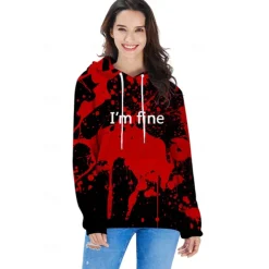 Halloween Hoodie I'm Fine Hoodies for Men Women 3D Print Graphic Sweatshirts Pullover Cool Funny Novelty Hoody Hooded With Pockets