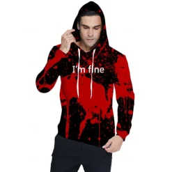 Halloween Hoodie I'm Fine Hoodies for Men Women 3D Print Graphic Sweatshirts Pullover Cool Funny Novelty Hoody Hooded With Pockets