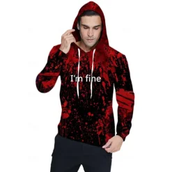 Halloween Hoodie I'm Fine Hoodies for Men Women 3D Print Graphic Sweatshirts Pullover Cool Funny Novelty Hoody Hooded With Pockets