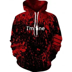 Halloween Hoodie I'm Fine Hoodies for Men Women 3D Print Graphic Sweatshirts Pullover Cool Funny Novelty Hoody Hooded With Pockets