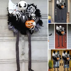 Halloween Horror Pumpkin garland door hanging holiday party Horror skull decoration props