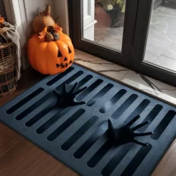 Halloween Indoor Outdoor Doormat Kitchen Mat Black Skeleton Spine Design, Non-Slip Front Door Mat for Porch, Entryway, Patio, Bedroom, Bathroom and 2025 Halloween Home Decoration
