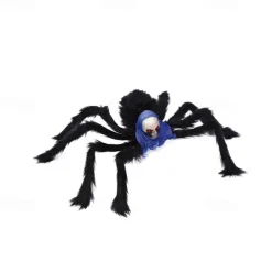 Halloween Large Spider Decoration Realistic Hairy Spider Horror Skeleton Spider Prank Prop Skull Spider Plush Toy Halloween Party Scary Decoration