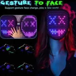 Halloween LED Mask Gesture Light Mask Change Face Induction Party Performance Atmosphere Props